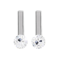 Solitaire Drop Earrings Round Old Miner Genuine Diamonds 3 Carats White Gold