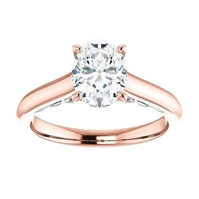 Solitaire Engagement Genuine Diamond Ring 3.50 Carats Rose Gold Jewelry New