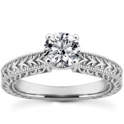 Solitaire Engagement Ring 1.90 Carat Round Cut Real Diamond White Gold 14K