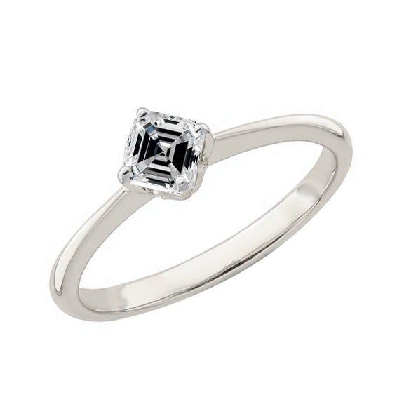 Solitaire Engagement Ring Asscher Natural Earth Mined Diamond 14K White Gold 1.50 Carats