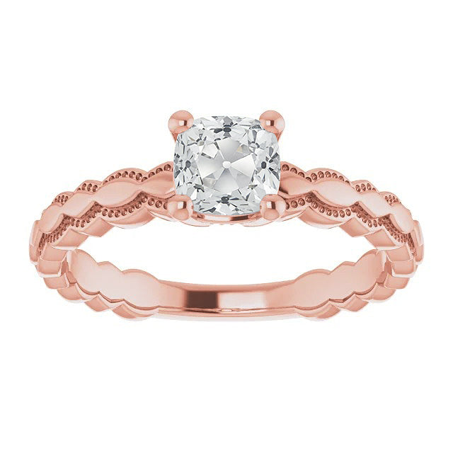 Solitaire Engagement Ring Old Cut Cushion Natural Earth Mined Diamond 2.50 Carats