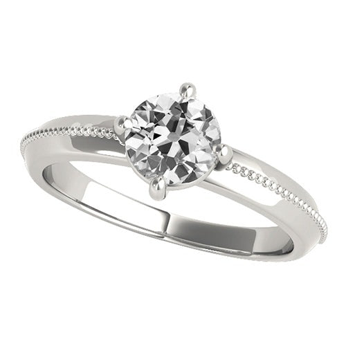 Solitaire Engagement Ring Old Mine Cut Real Diamond 4 Prong Set 1.50 Carats - Solitaire Ring-harrychadent.ca