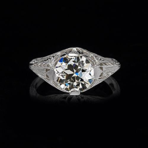 Solitaire Engagement Ring Old Miner Genuine Diamond Antique Style 1.50 Carats
