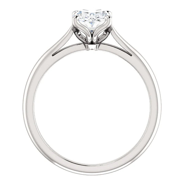 Solitaire Engagement Ring Oval 5 Carats Real Diamond White Gold 14K