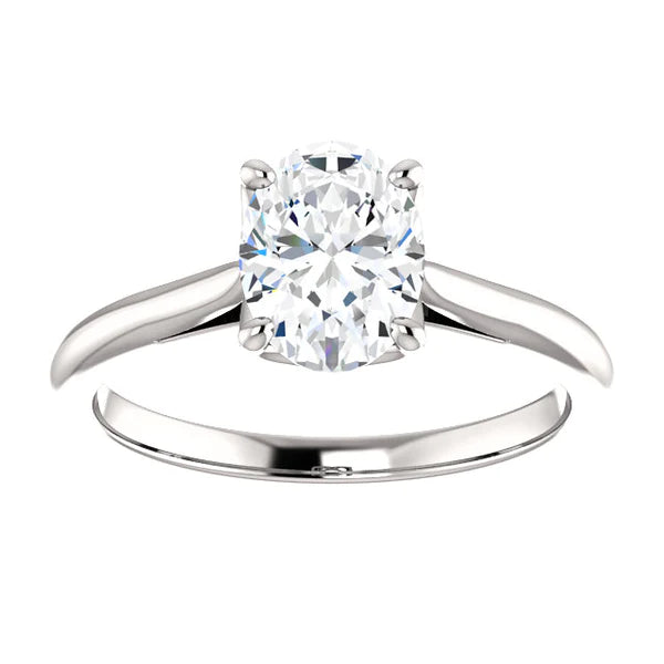 Solitaire Engagement Ring Oval 5 Carats Real Diamond White Gold 14K