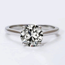 Solitaire Engagement Ring Round Old Cut Real Natural Earth Mined Diamond 4 Prong Set 2 Carats