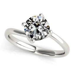 Solitaire Engagement Ring Round Old Mine Cut Natural Diamond Gold 2 Carats