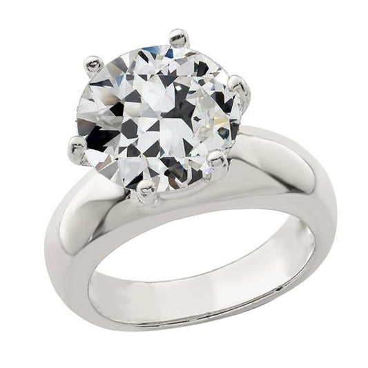 Solitaire Engagement Ring Round Old Miner Genuine Diamond Wide Band 5 Carats