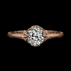 Solitaire Engagement Ring Round Old Miner Real Natural Earth Mined Diamond Rose Gold 2 Carats