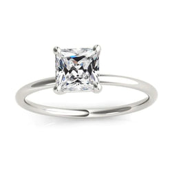 Solitaire Engagement Ring Square Old Cut Genuine Diamond White Gold 3 Carats