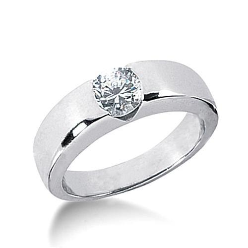 Solitaire Engagement Round Real Diamond Ring WG 14K Jewelry 1.51 Carat