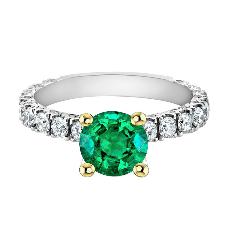 Colombian Emerald Precious Stone Ring 2.50-ct 14 Karat Two Tone Gold – main view