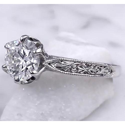 Solitaire Genuine Diamond Miligrain Ring 2 Carats Filigree