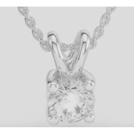 Solitaire Genuine Diamond Pendant 2 Ct White Gold 14K Round Prong Set Diamond