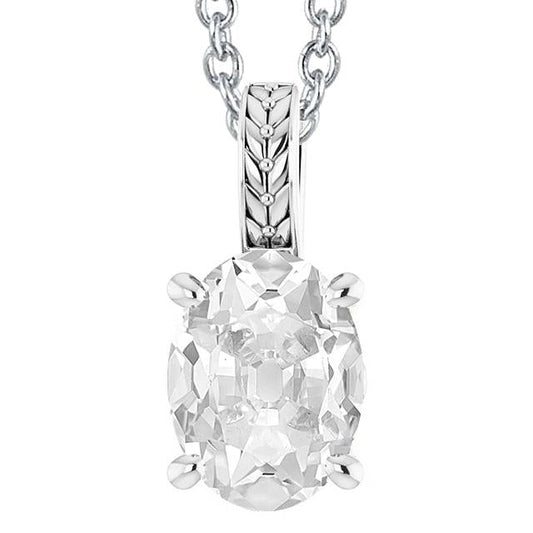 Solitaire Genuine Diamond Pendant Slide Oval Old Miner 5 Carats