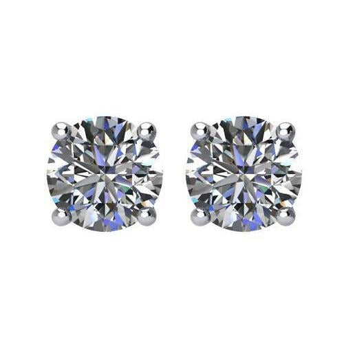 Solitaire Genuine Round Cut Diamond Stud Earring 5 Carats Pair White Gold