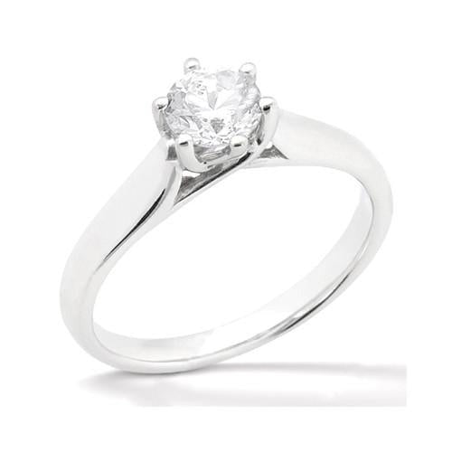 Solitaire Jewelry Ring Genuine 0.75 Carats Round Diamond