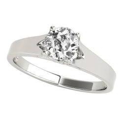 Solitaire Lady’s Ring Round Old Miner Real Natural Earth Mined Diamond 1.50 Carats Gold Jewelry