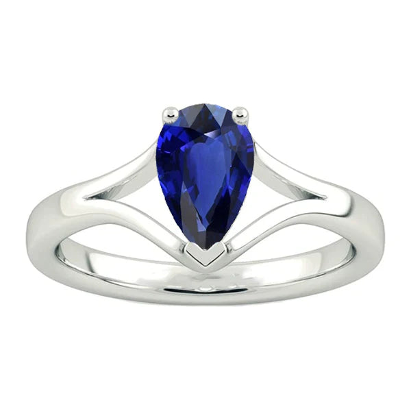 Solitaire Madagascar Pear Sapphire Ring