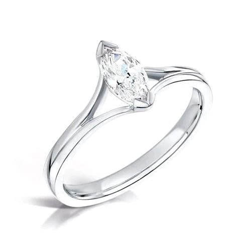 Solitaire Marquise Cut 1.50 Carats Natural Diamond Engagement Ring