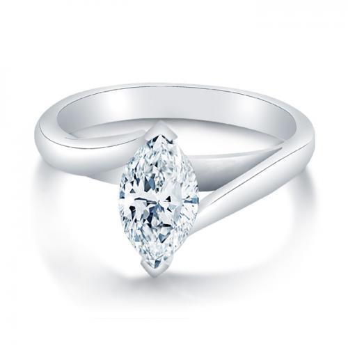 Solitaire Marquise Cut 1.75 Carats Genuine Diamond Wedding Ring White Gold 14K