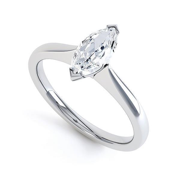 Solitaire Marquise Cut Natural Diamond Wedding Ring 1.90 Carats 14K White Gold