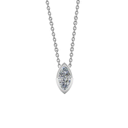 Solitaire Marquise Cut Real Diamond Pendant Necklace 1.0 Carat WG 14K