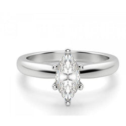 Solitaire Marquise Real 1.70 Carats Diamond Anniversary Ring White Gold 14K