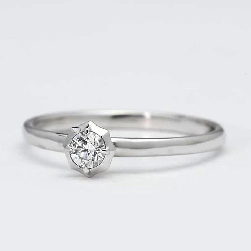 Solitaire Natural Diamond Ring White Gold 14K