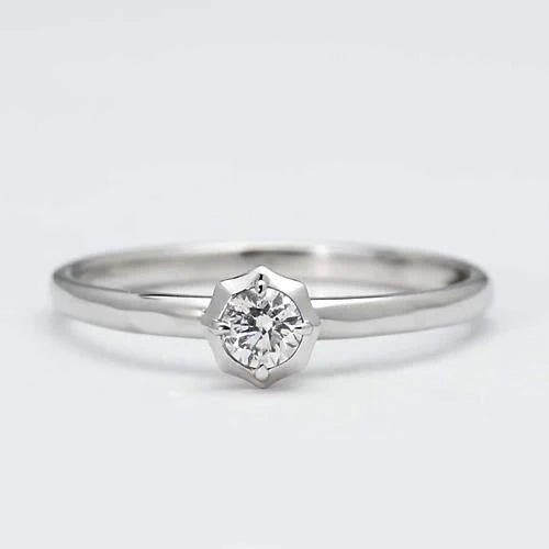 Solitaire Natural Diamond Ring 0.75 Carats White Gold 14K