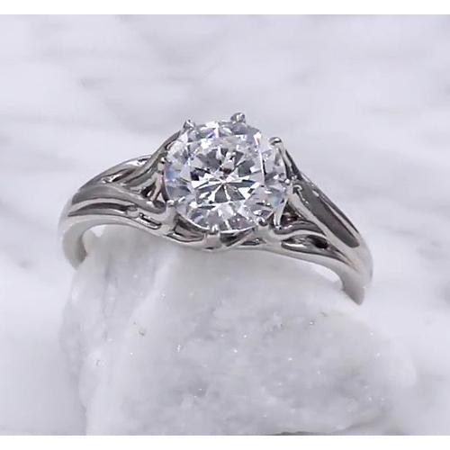 Solitaire Natural Diamond Ring 2 Carats Trellis Setting