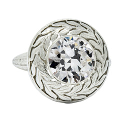 Solitaire Old Cut Genuine Natural Earth Mined Diamond Ring Bezel Leaf Vintage Style 4 Carats Gold