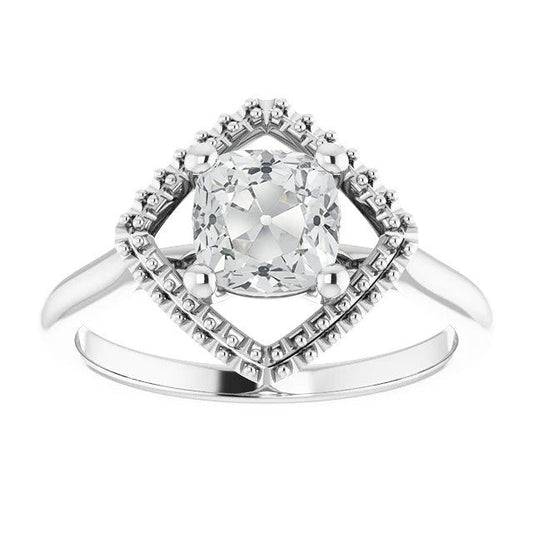 Solitaire Old Cut Real Cushion Diamond Ring Kite Style Jewelry 5 Carats