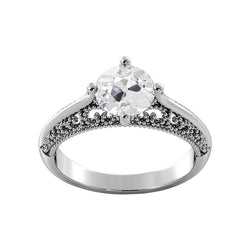 Solitaire Old Cut Real Round Natural Earth Mined Diamond Ring Vintage Style 1.75 Carats