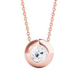 Fine Diamond Antique European Drop Pendant 1.50 ct in 14K Rose