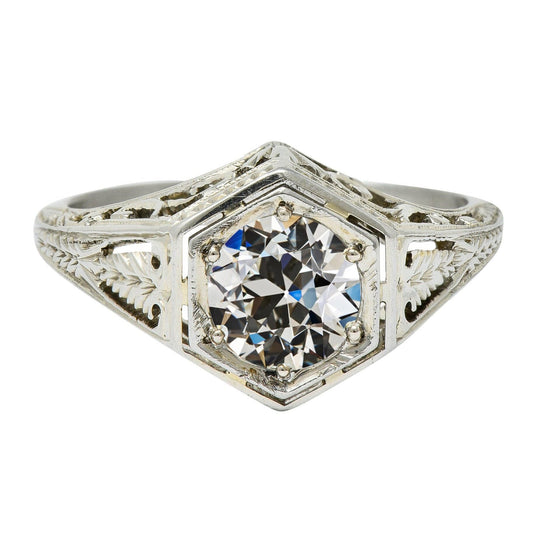 Solitaire Old Mine Cut Genuine Diamond Ring Filigree Vintage Style 3 Carats