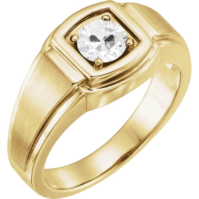 Solitaire Old Mine Round Cut Natural Diamond Ring 1.50 Carats White Gold 14K