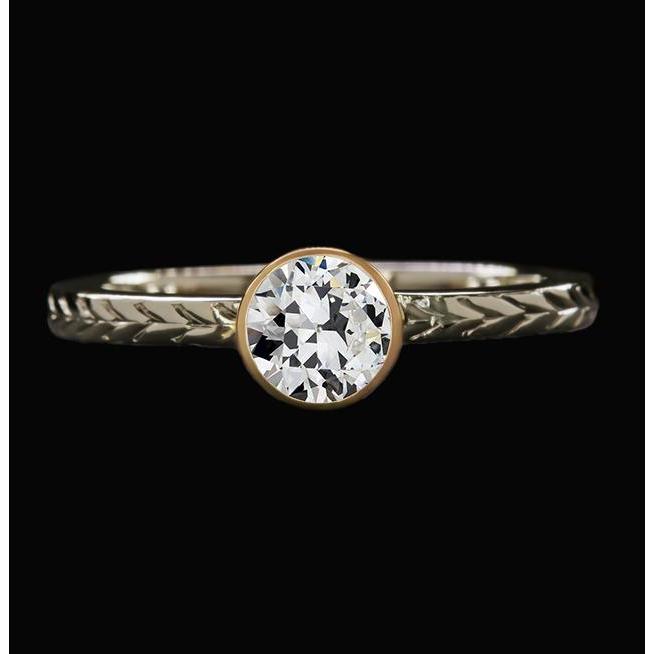 Solitaire Old Miner Genuine Diamond Ring Bezel Set Vintage Style 1.50 Carats