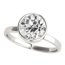 Solitaire Old Miner Real Natural Earth Mined Diamond Ring Bezel Set Jewelry 2.50 Carats