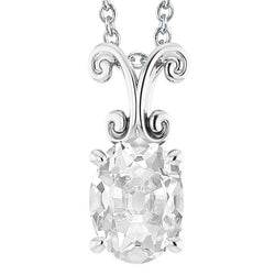 Solitaire Oval Cut Genuine Diamond Pendant Slide 5 Carats With 16” Chain