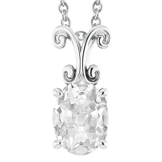 Solitaire Oval Cut Genuine Diamond Pendant Slide 5 Carats With 16” Chain