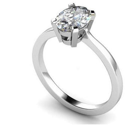 Solitaire Oval Cut Sparkling 2 Carats Real Diamond Engagement Ring