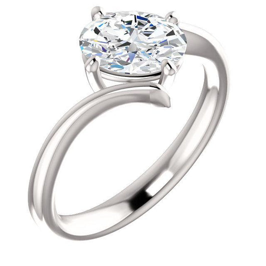 Solitaire Oval Genuine Diamond Engagement Ring 1.25 Carats