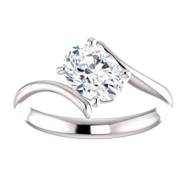 Solitaire Oval Genuine Diamond Engagement Ring 1.25 Carats
