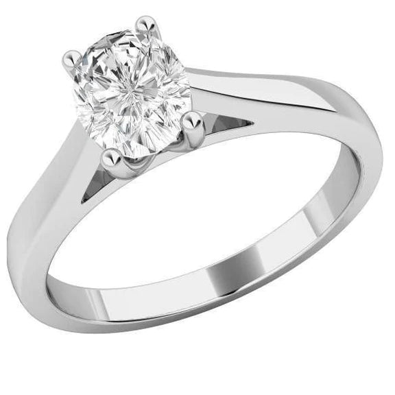 Solitaire Oval Natural Diamond Engagement Ring 1 Ct 4 Prongs Jewelry