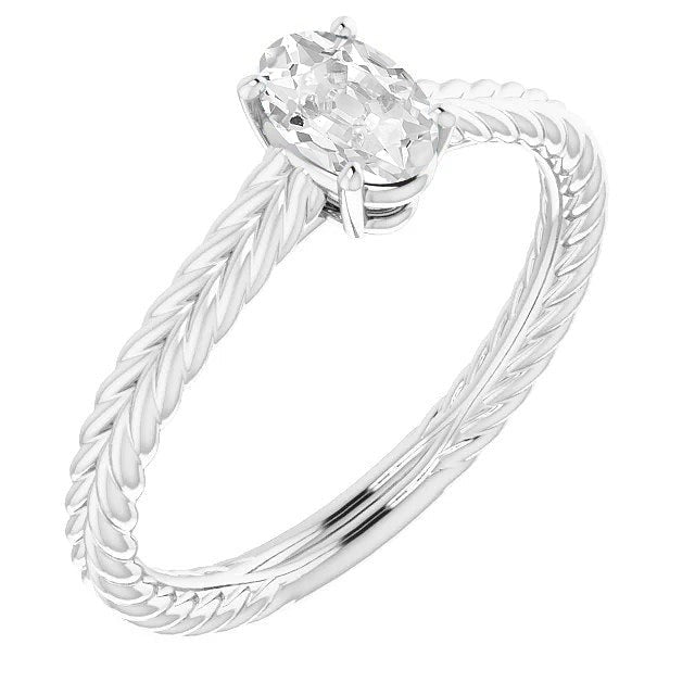 Solitaire Oval Real Old Miner Diamond Ring Double Rope Style 2.50 Carats