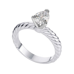 Solitaire Pear 1 Carat Real Diamond Engagement Ring White Gold