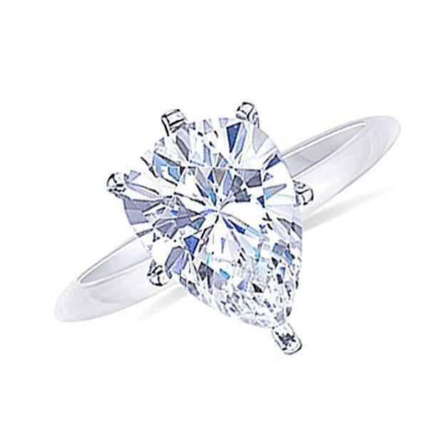 Solitaire Pear Cut 1.50 Carat Real Diamond Engagement Ring White Gold 14K - Solitaire Ring-harrychadent.ca