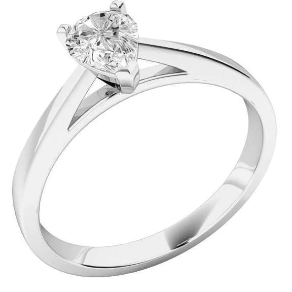 Solitaire Pear Cut 1 Carat Natural Diamond Engagement Ring