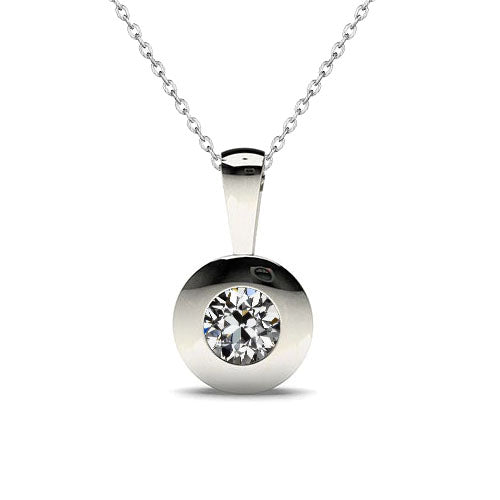 Brilliant Diamond Pendant Necklace 1-ct 14K White Gold – main view